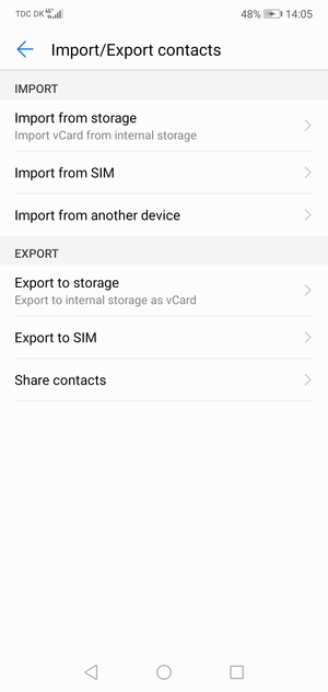 Select Import from SIM