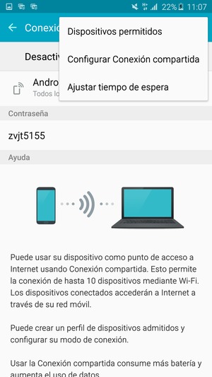 Seleccione Configurar Conexión compartida