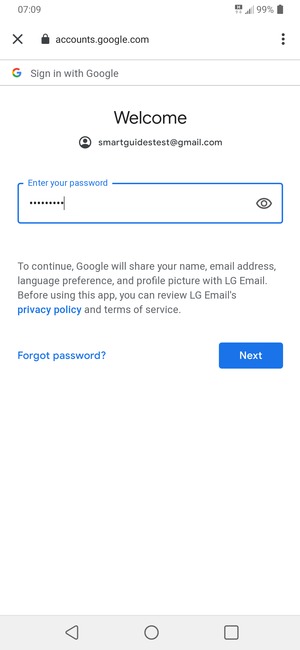 Enter your password and select Next