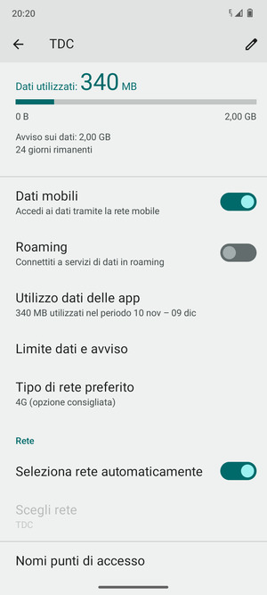 Scorri e seleziona Nomi punti di accesso