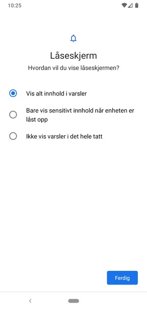 Velg ønsket alternativ og velg Ferdig