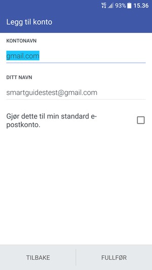 Gi kontoen din et navn, og skriv inn navnet ditt. Velg FULLFØR