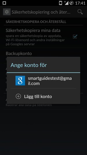 Tryck på ditt säkerhetskopieringskonto