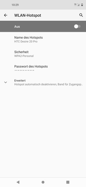 Wählen Sie Passwort des Hotspots