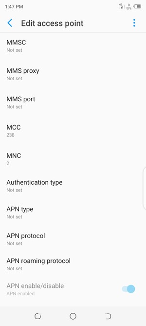 Scroll down and enter MMS information