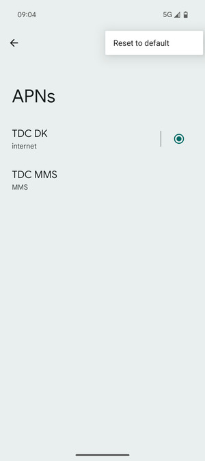 Select Reset to default