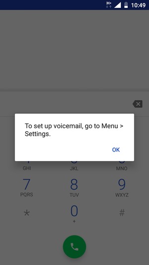 If your voicemail is not set up, select OK