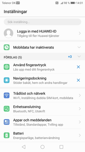 Välj Trådlöst och nätverk