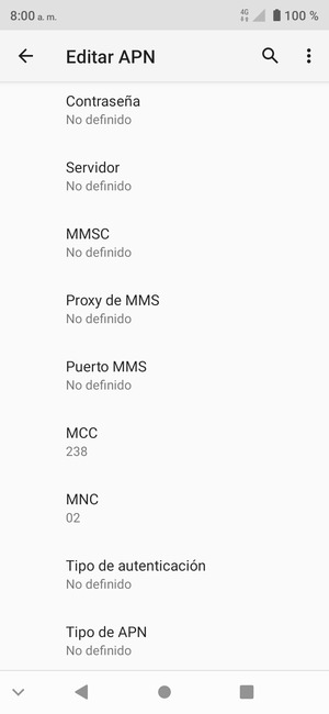 Desplácese hacia abajo e introduzca la información MMS
