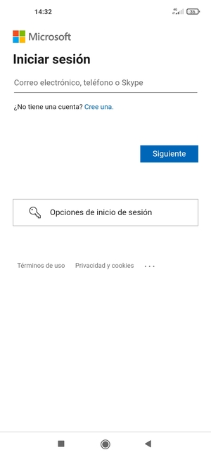 Introduzca su dirección de Hotmail y seleccione Siguiente
