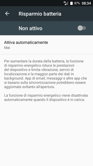 Attiva Risparmio batteria