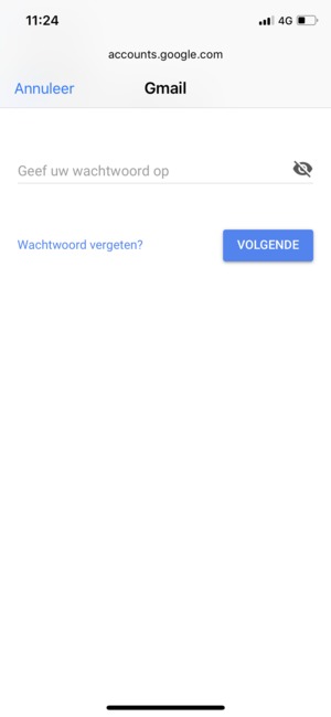 Voer uw wachtwoord in en selecteer VOLGENDE