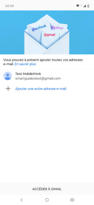 Sélectionnez ACCÉDER À GMAIL