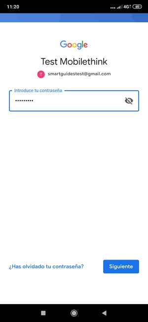 Introduzca su contraseña de Gmail y seleccione Siguiente