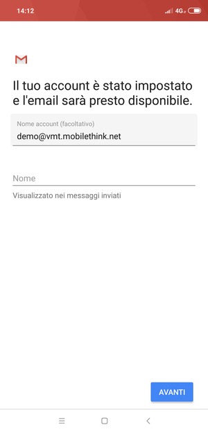Scegli un nome per il tuo account e inserisci il tuo nome. Seleziona AVANTI
