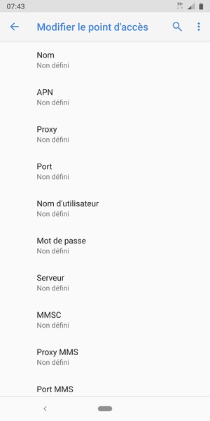 Saisissez les informations Internet