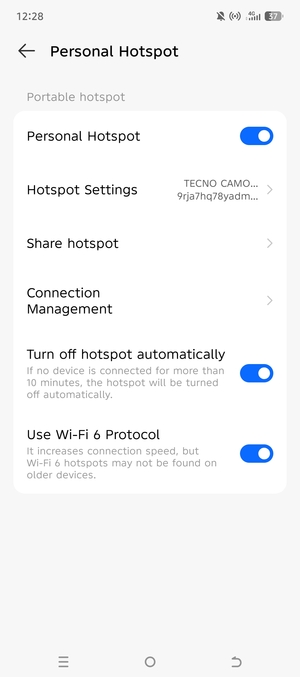 Your phone is now set up for use as a modem