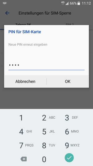 Bestätigen Sie Ihre neue PIN für SIM-Karte und wählen Sie OK