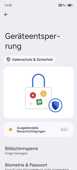 Wählen Sie Bildschirmsperre