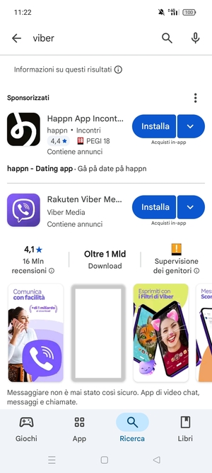 Seleziona l'applicazione