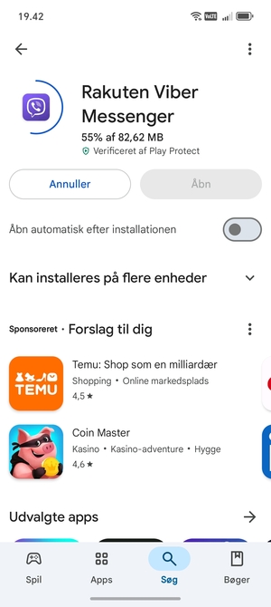Afvent at installeringen er afsluttet