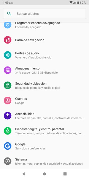 Desplácese y seleccione Sistema