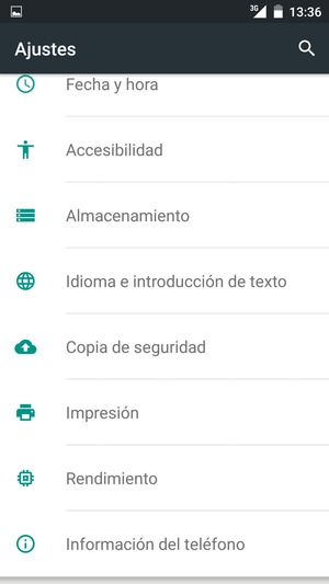 Desplácese y seleccione Copia de seguridad