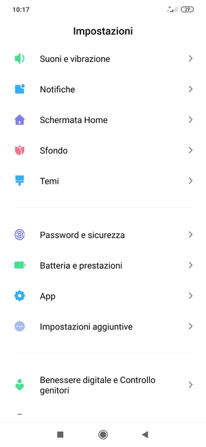 Scorri e seleziona Password e sicurezza
