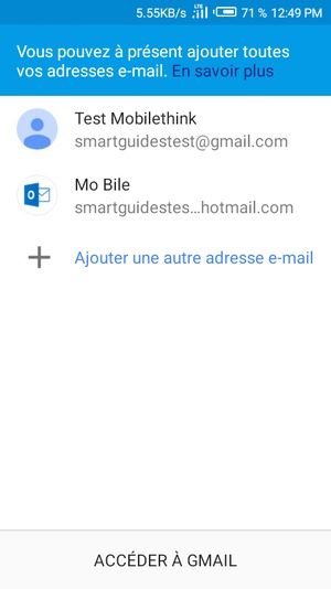 Sélectionnez ACCÉDER À GMAIL