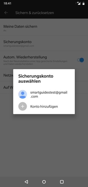 Wählen Sie Ihr Konto für Backup