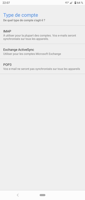 Sélectionnez Exchange ActiveSync
