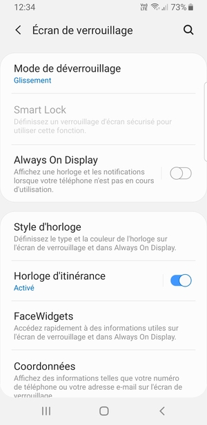 Sélectionnez Mode de déverrouillage