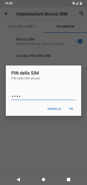 Inserisci PIN della SIM attuale e seleziona OK