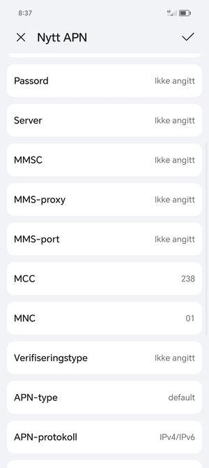 Bla ned og skriv inn MMS-informasjon