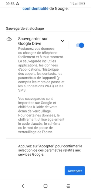 Faites défiler et sélectionnez Accepter