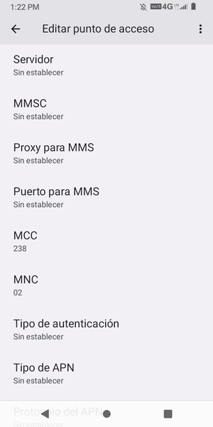 Desplácese hacia abajo e introduzca la información MMS