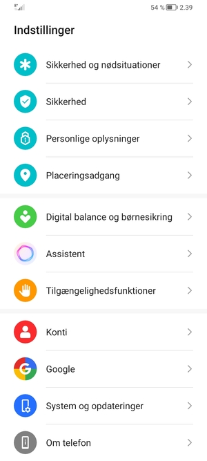 Scroll til og vælg System og opdateringer