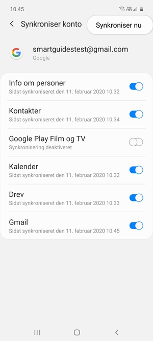 Vælg Synkroniser nu