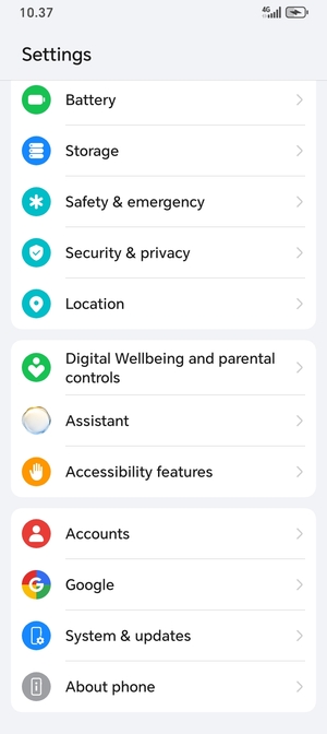 Scroll to and select System & updates