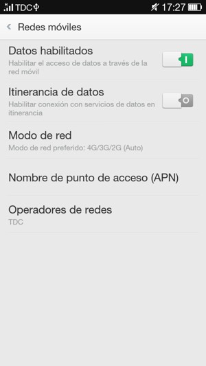 Seleccione Nombre de punto de acceso (APN)