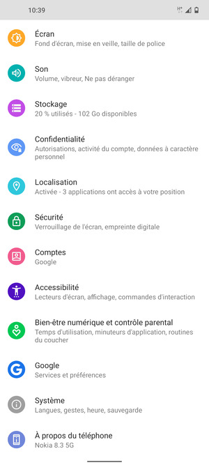 Faites défiler et sélectionnez Localisation
