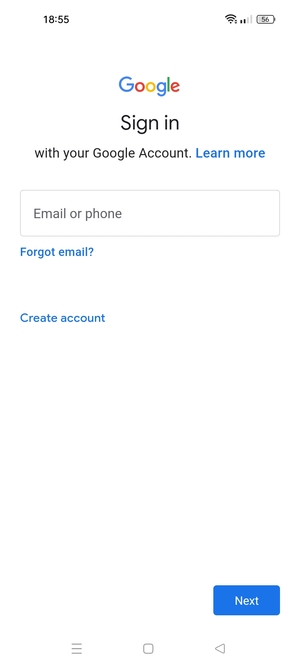 Enter your Gmail address and select Next