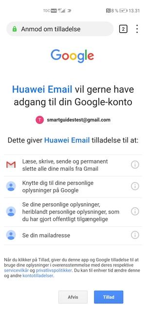 Vælg Tillad