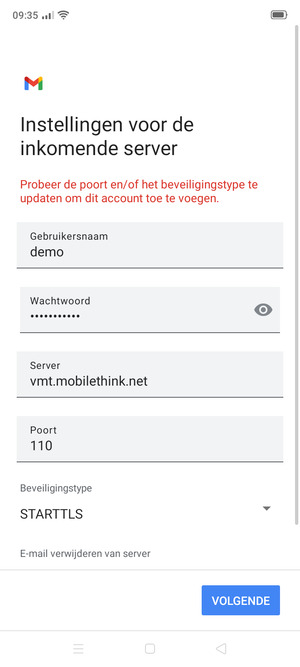 Selecteer Beveiligingstype