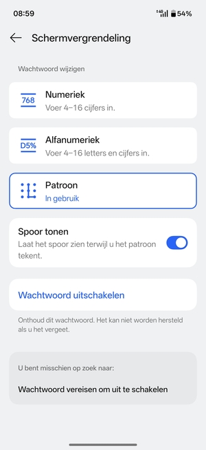 Uw telefoon is nu beveiligd met een schermvergrendeling