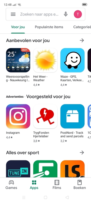 Selecteer de zoekbalk