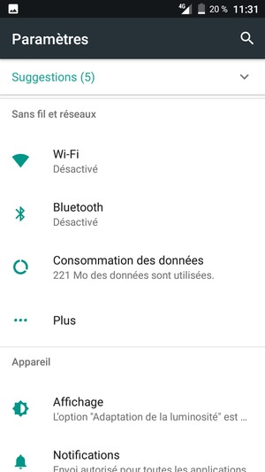 Sélectionnez Plus