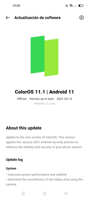 Si su teléfono está actualizado, verá la siguiente pantalla