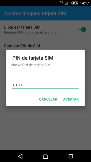 Introduzca su Nuevo PIN de tarjeta SIM y seleccione ACEPTAR