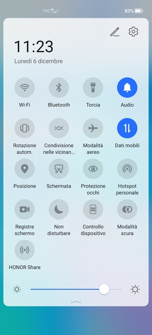 Regola la luminosità al livello desiderato
